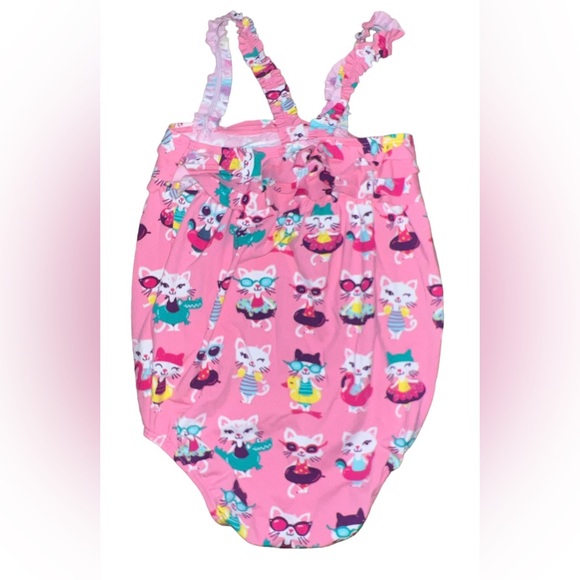 Hatley Felines in Fun Floats Mini Ruffle Pink Swim Suit 18-24 Months Kittens Cat - Picture 3 of 4